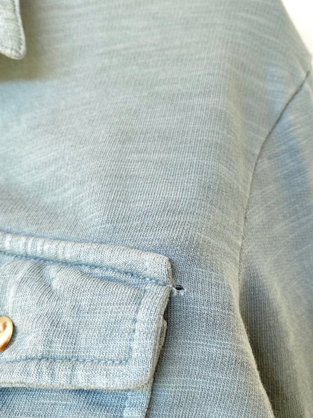 Marine Layer Dusty Blue Heavy Slub Long Sleeve Polo Size S - Picture 7 of 7